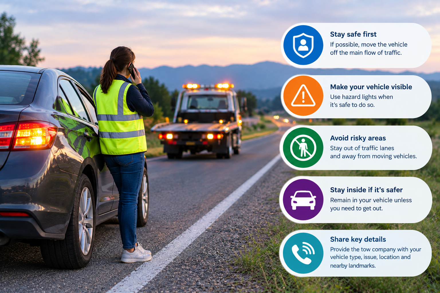 What Should Drivers Do While Waiting for a Tow Truck